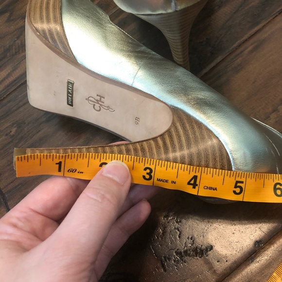 Cole Haan Metallic Gold Peep Toe Heels - Picture 13 of 16